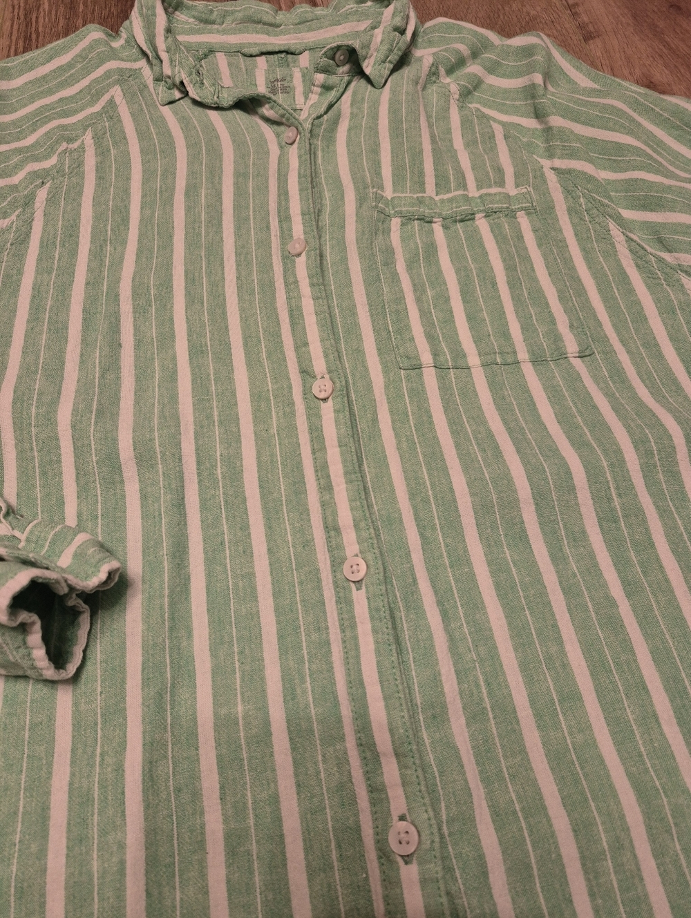 Aerie Women's Green Linen Blend Coverup Oversized Button Down Shirt Size XS-L - Picture 5 of 7